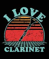 clarinet silhouette on a white background. clarinet silhouette design. clarinet vintage design. clarinet silhouette vintage sunset graphic t shirts design. vector
