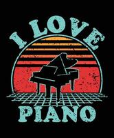 piano silhouette on a white background. piano silhouette design. piano vintage design. piano silhouette vintage sunset graphic t shirts design. vector