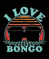 Bongo silhouette on a white background. Bongo silhouette design. Bongo vintage design. Bongo silhouette vintage sunset graphic t shirts design. vector