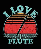 flute silhouette on a white background. flute silhouette design. flute vintage design. flute silhouette vintage sunset graphic t shirts design. vector
