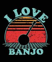 banjo silhouette on a white background. banjo silhouette design. banjo vintage design. banjo silhouette vintage sunset graphic t shirts design. vector