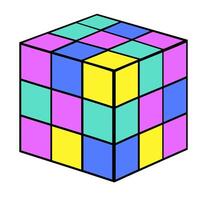 illustration of multicolored Rubik s cubes. 3D combination puzzle invented in 1974 by Hungarian sculptor and professor of architecture vector