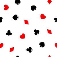 Playing Card Symbols seamless pattern. Isolated on white background. Casino Texture vector