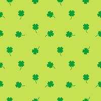 Lucky Four leaf green clovers seamless pattern, green background texture vector