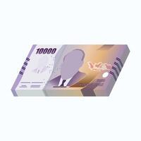 Set of Indonesia banknotes money front side of 10000 rupiah simple flat illustration. vector