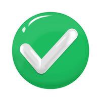 3D plastic Green Checkmark. Resolution concept,Approved, pass, poll vote, confirm, concept symbol. vector