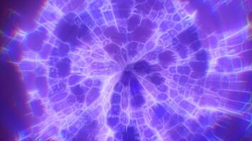 Abstract digital glowing vibrant purple light frame vortex creating a tunnel-like video