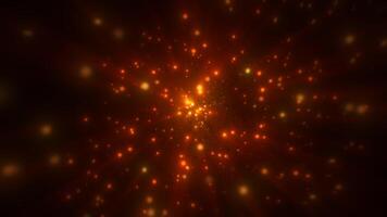 Abstract bright yellow gold glowing background with flying dots circles bokeh video