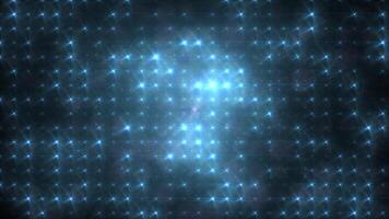 Abstract loop glowing blue disco wall with light bulbs abstract background. video