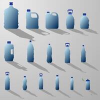 Big and small water bottles with shadow. Set of water bottles. Water bottles. vector