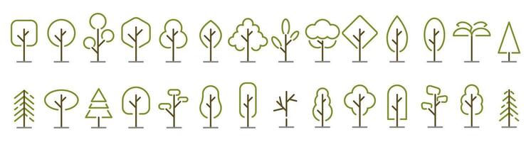 Abstract trees. Wood for every taste. Trees drawn with a thin line. vector