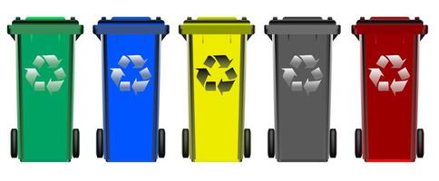 Garbage in trash cans with sorted garbage icons. ESP 10. vector