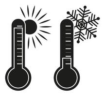 Dark thermometers that show cold and heat. Temperature indicator at different times of the year. vector