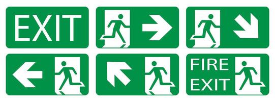 Fire exit sign illustration. Exit emergency exit symbols. vector