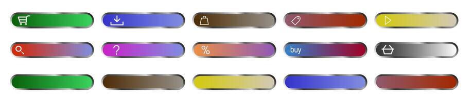 Set of modern trendy flat buttons. Buy and now download buttons. View colorful buttons set. vector