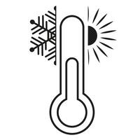 Temperatures at different times of the year. Thermometer with a thin line in the heat or in the cold. vector