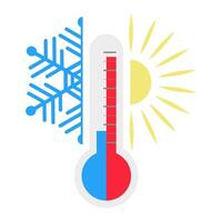 Thermometer in heat or cold. Temperatures at different times of the year. vector