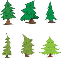 Set of forest pine trees. vector