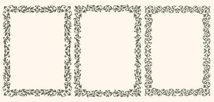 A set of vintage frames with leaves vector