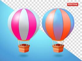 Hot air balloon, 3d. Suitable for traveling and element design vector