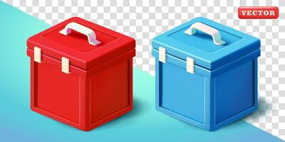 Plastic box with handle, 3d. Suitable for design elements vector