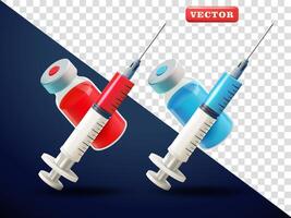 Syringe and vaccine vial, 3d. Suitable for health, business and design elements vector