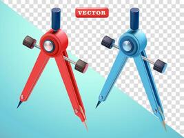 Drafting compass, 3d. suitable for design elements vector