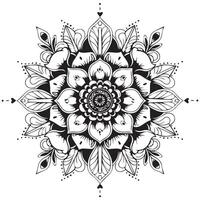Beautiful Mandala design concept with set of flowers and petals isolated on black and white background vector