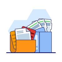 Folders with documents, file management administration, data archiving, electronic document management. Digital data files, storage systems, computer archives, information databases. flat . vector