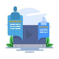 Concept create blog idea vlog make money, income monetize online icon illustration, social monetization chat digital marketing graphic design, internet web electronic media cash on laptop computer. vector