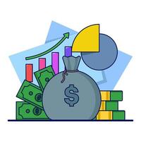 Collection of Investment Plan concepts, personal finance, Savings Investment. Strategy and return on investment. invest money in the stock market. Browse financial graph analysis, illustration. vector