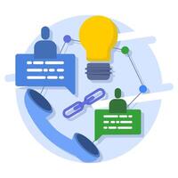 concept of communicating, connecting talk, conversation message, meeting or discussion, Communicating a solution to solve a problem, agreement, flat design icon illustration on background. vector