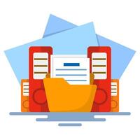 File storage concept, adding files to the main folder. Search and store data info in the database. document or file archive, information storage. File icon concept. document management. flat . vector