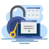 Cloud security system concept, Cloud server security, Data protection technology, Document security, Cloud data password protection. illustration with icons. flat illustration. vector