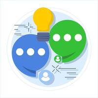 concept of communicating, connecting talk, conversation message, meeting or discussion, Communicating a solution to solve a problem, agreement, flat design icon illustration on background. vector