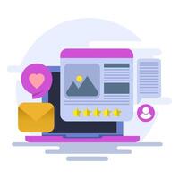 Concept of Content marketing on the internet, Posting content on social media, Writing useful content for the audience, Email marketing, SEO, branded content, flat illustration on background. vector