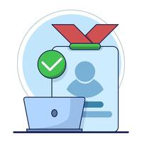 successful login concept. account has been registered, id card profile has been verified, account has been secured with password, modern graphic elements for landing page, ui, infographics, icons. vector