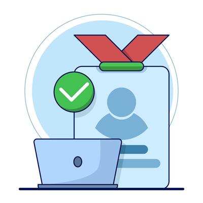 successful login concept. account has been registered, id card profile has been verified, account has been secured with password, modern graphic elements for landing page, ui, infographics, icons.