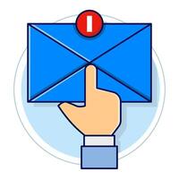Envelope with Paper and Notification Sign. Newsletter Concept. subscribe to the newsletter. illustration for marketing and online business. Template for letters and newsletters. vector