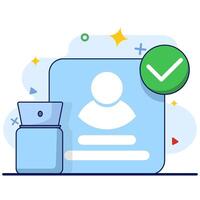 successful login concept. account has been registered, id card profile has been verified, account has been secured with password, modern graphic elements for landing page, ui, infographics, icons. vector