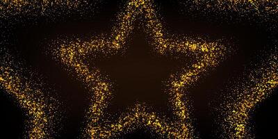 Golden Star Glitter Bokeh Background. star shape with scattered glowing golden particles vector