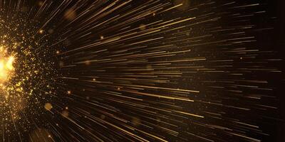 Abstract hyperspace glowing line explosion effect. Golden speed rays fast motion star sun burst vector