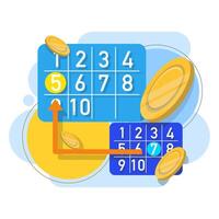 Concept of cashback and returns in online shopping. Digital payments with cash back. Gold coins fall. Refunds and Digital Payments. Return on Investment. Flat Illustration on background. vector