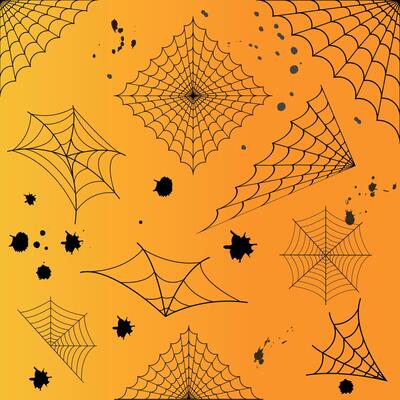 Premium spider web design on orange background