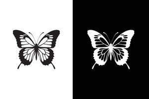 Butterfly Silhouette, isolated on white black background. Simple illustration of big butterfly icon for web vector