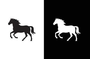 Horse silhouette animal isolated on white background. Black white horses graphic element vector