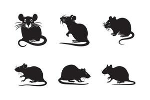 Rat and mouse icon silhouette collection. Mouse rat silhouettes set, isolated white background vector