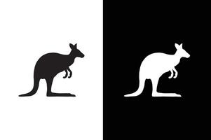 Kangaroo icon design illustration. kangaroo solid silhouette in black white background. vector