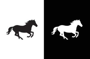 Horse silhouette isolated on white background. Black white horses graphic element vector