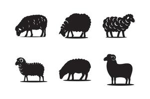 Set of silhouettes icon of sheep. Sheep Standing Silhouette or file white background vector